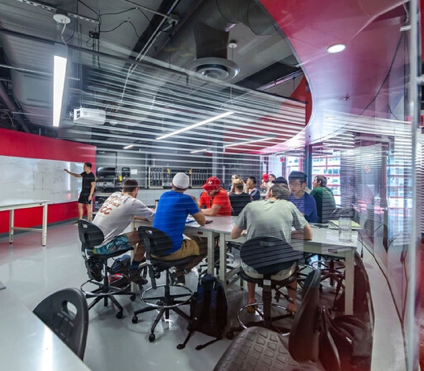 Students in an immersive classroom